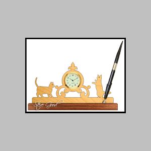 طرح معرق ساعت مدل گربه قلم